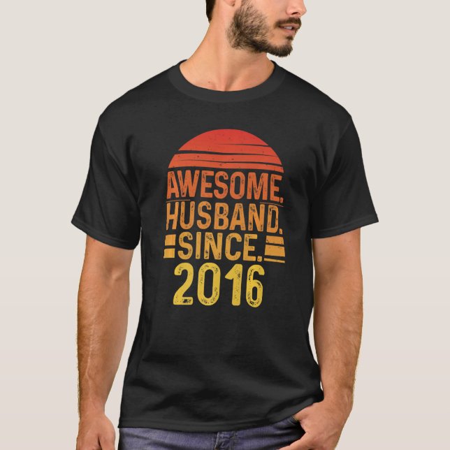 T-shirt Mens Awesome Husband since 2016 Wedding Anniversar (Devant)