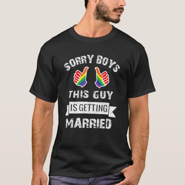 T-shirt Mens Bachelor Party Lgbt Gay pride Groom Bride (Devant)