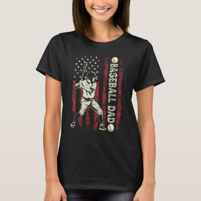 T-shirt Mens Baseball Dad USA Flag  For Dad Men Baseball F (Devant)