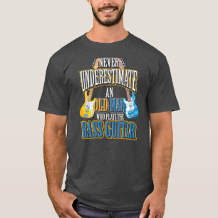T-shirt Mens Basse Guitare Joueur Retraité Baid Hommes Mus