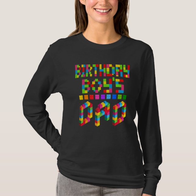T-shirt Mens Bâtir Blocs De Briques Papa Of Birthday Boy (Devant)