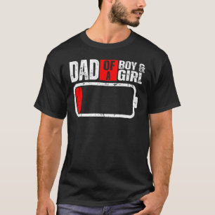 T-shirt Mens Batterie Faible Avec Dit Papa D'Un Garçon Et 