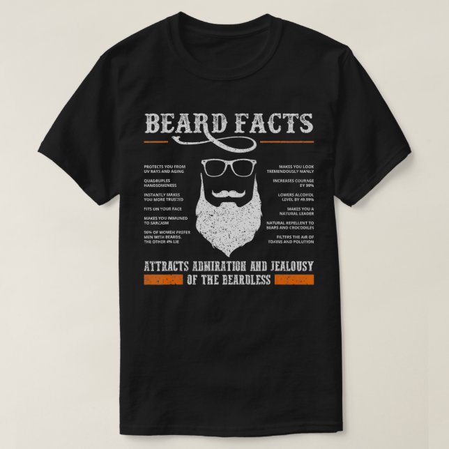 T-shirt Mens Beard Facts  Funny Barber Bearded Mustache Ma (Design devant)