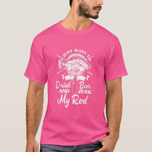T-shirt Mens Beer Rod Fishing Funny Pêcheur Fisher Fishi