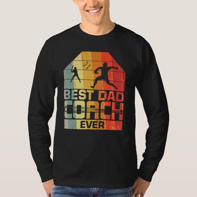 T-shirt Mens Best Dad Coach Ever  Baseball  Father s day (Devant)