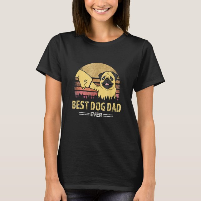 T-shirt Mens Best Dog Dad Ever Pug Retro Design Proud Vint (Devant)