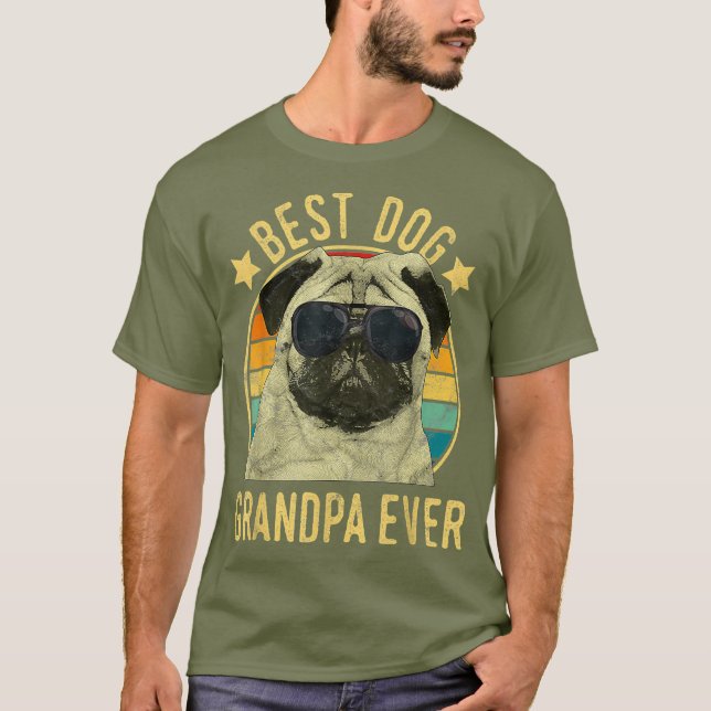T-shirt Mens Best Dog Grandpa Ever Carlin Fête des pères (Devant)