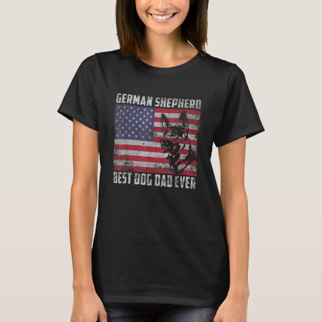 T-shirt Mens Best German Shepherd Dog Dad Ever American Fl (Devant)
