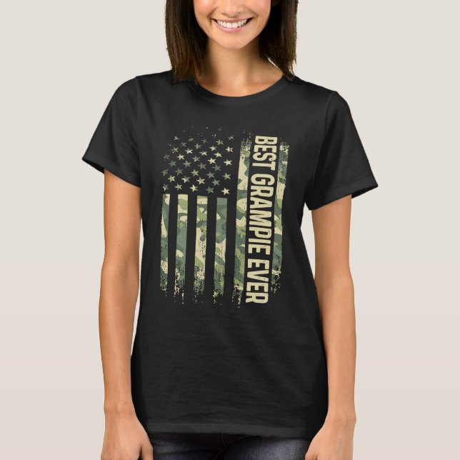 T-shirt Mens Best Grampie Ever Camo American Flag Father's (Devant)