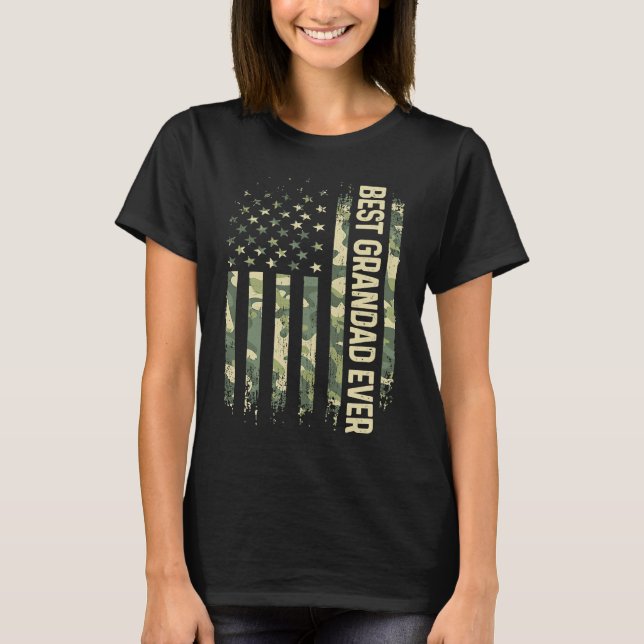 T-shirt Mens Best Grandad Ever Camo American Flag Father's (Devant)