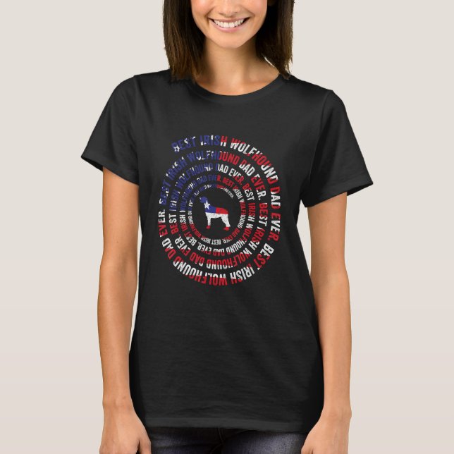 T-shirt Mens Best Irish Wolfhound Dad Ever American Flag D (Devant)