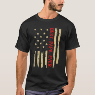 T-shirt Mens Best Papa Ever American Flag Proud Grandpa Fa
