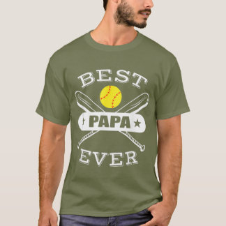 T-shirt Mens Best Papa Ever Cadeau pour Softball Grand-pèr