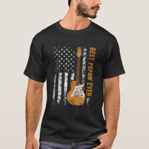 T-shirt Mens Best Pepaw Ever American Flag Guitar Christma
