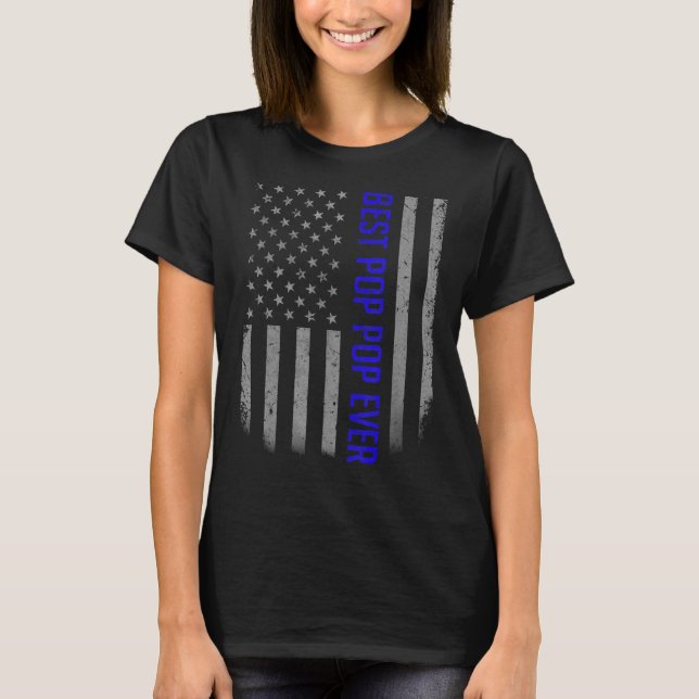 T-shirt Mens Best Pop Pop Jamais Drapeau Américain Pour Pè (Devant)