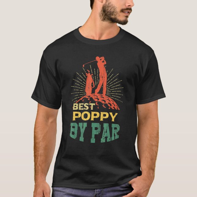 T-shirt Mens Best Poppy By Par Fête des pères Golf Golfeur (Devant)