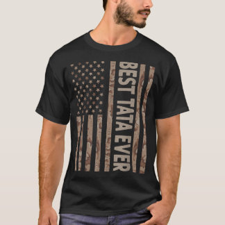 T-shirt Mens Best Tata Ever Us American Flag Funny Grandpa