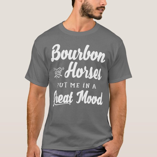 T-shirt Mens Bourbon et Chevaux Great Mood Fun Kentucky gi (Devant)