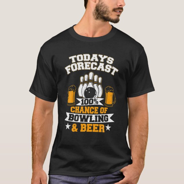 T-shirt Mens Bowler Cite 100% Chance De Bowling Et De Bièr (Devant)