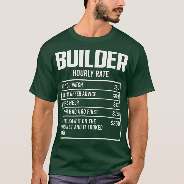 T-shirt Mens Builder Taux Horaire Funny Cadeau Constructio (Devant)