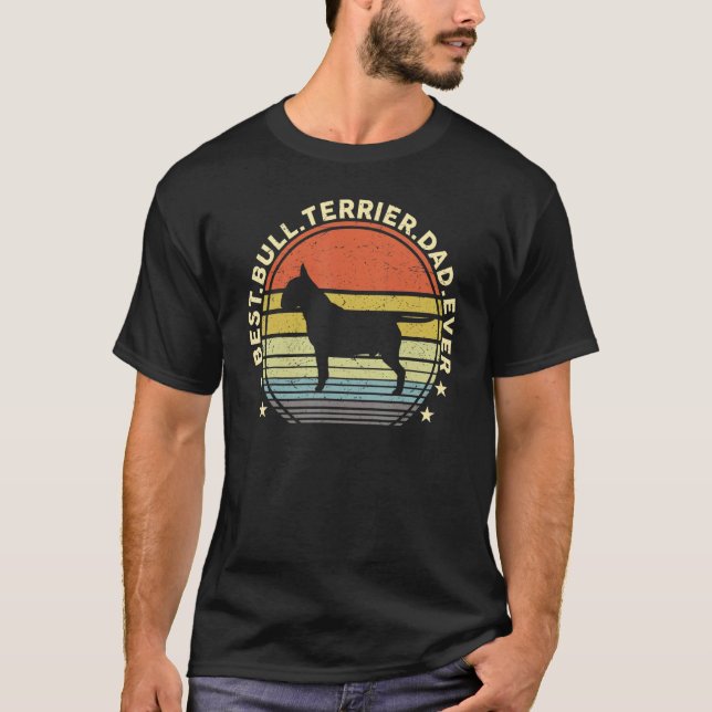 T-shirt Mens Bull Terrier Papa Meilleur Bull Terrier Papa  (Devant)