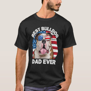 T-shirt Mens Bulldog Papa Américain Drapeau Anglais Bulldo