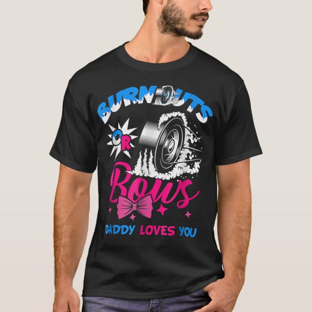 T-shirt Mens Burnouts Or Bows Gender Reveal Baby Party Ann (Devant)