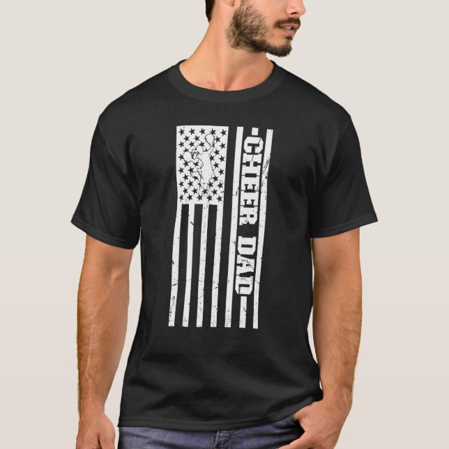 T-shirt Mens Cheer Papa US Drapeau Cheerleader Papa D'Un C (Devant)