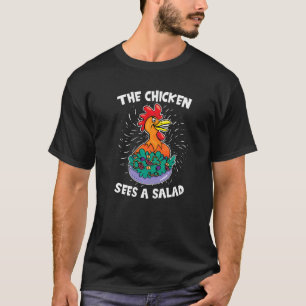 T-shirt Mens Chicken voit une salade Papa père blagues pa