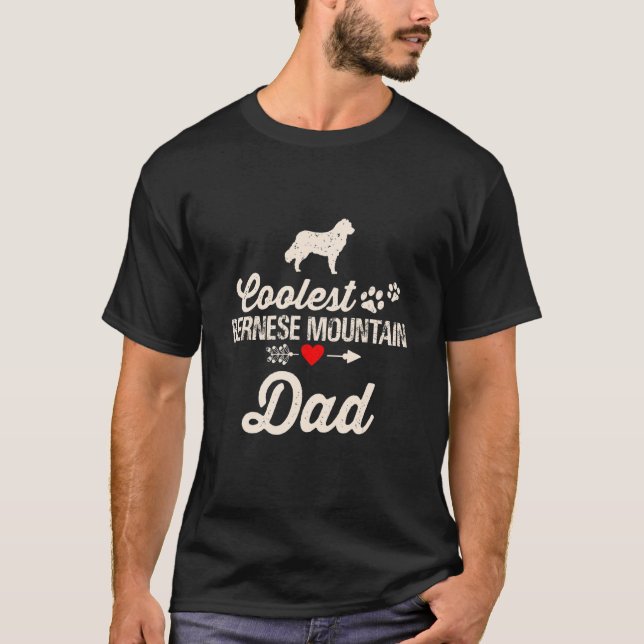 T-shirt Mens Chien Papa Coolest Bernese Mountain Papa Anim (Devant)