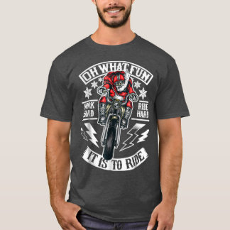 T-shirt Mens Christmas Motorcycle Père Noël Biker oh quel 