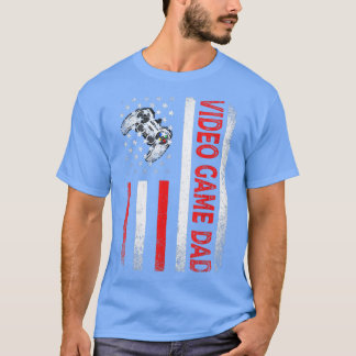 T-shirt Mens Classic Retro American Flag Jeu vidéo Papa Me