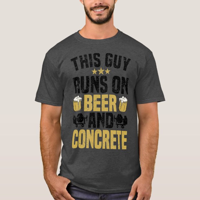 T-shirt Mens Concret Finisher Bière Travailleur de constru (Devant)