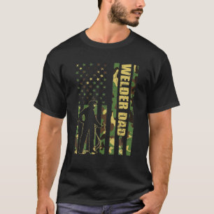 T-shirt Mens Cool American Flag Camouflage Welder Papa Fat