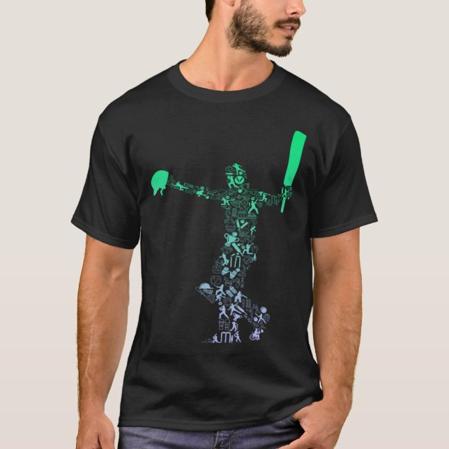 T-shirt Mens Cricket Batsman pour Cricketer Boys Cricket (Devant)