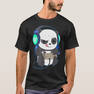 T-shirt Mens Cute Gaming Panda Video Game Computer Player 