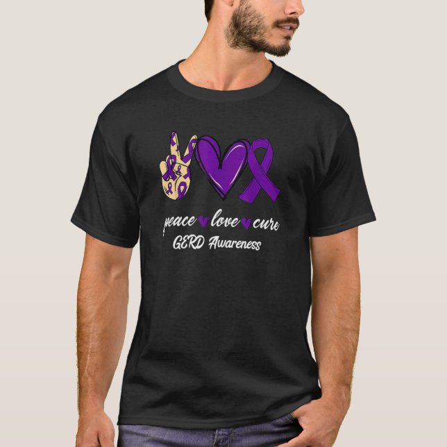 T-shirt Mens Cute Peace Love Cure GERD Awareness (Devant)