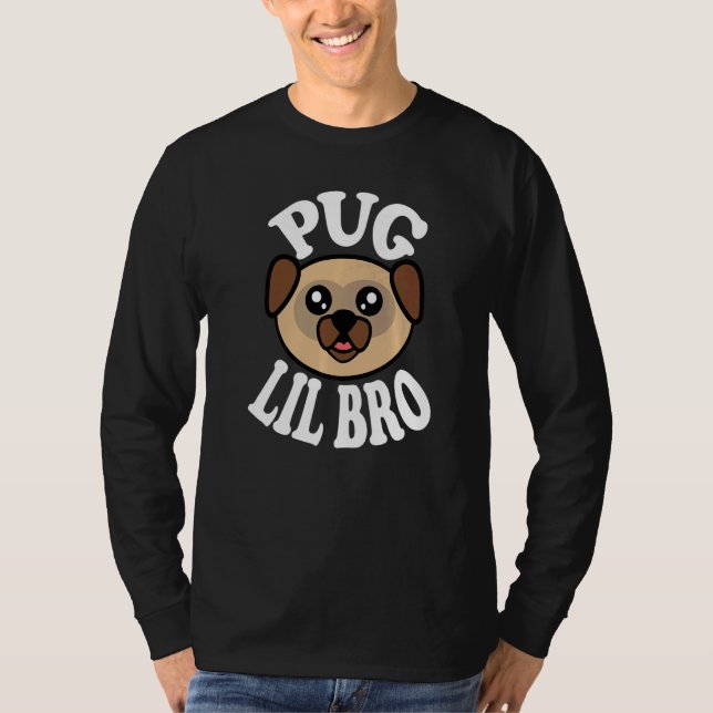 T-shirt Mens Cute Pug Lil Bro   (Devant)