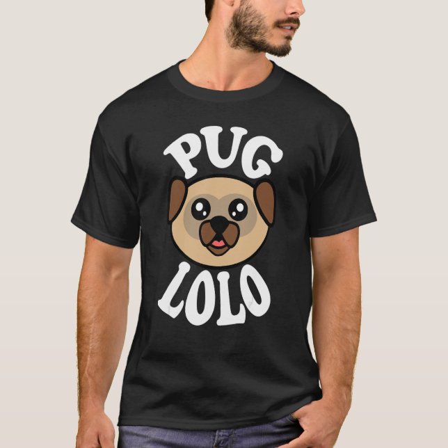 T-shirt Mens Cute Pug Lolo (Devant)