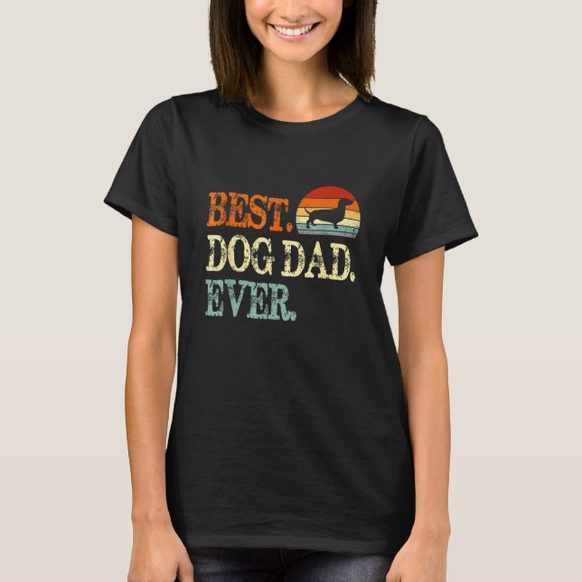 T-shirt Mens Dachshund Meilleur Chien Papa Jamais Rétro Vi (Devant)