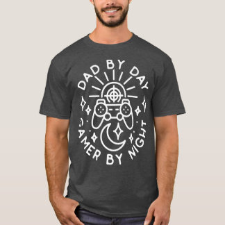 T-shirt Mens Dad By Day Gamer By NightVideo Games Lover Fu