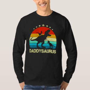 T-shirt Mens Daddy Dinosaur Daddysaurus 2 Père Deux Enfant