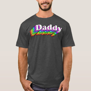 T-shirt Mens Daddy, Gay Daddy Bear, Retro LGBT Rainbow, LG