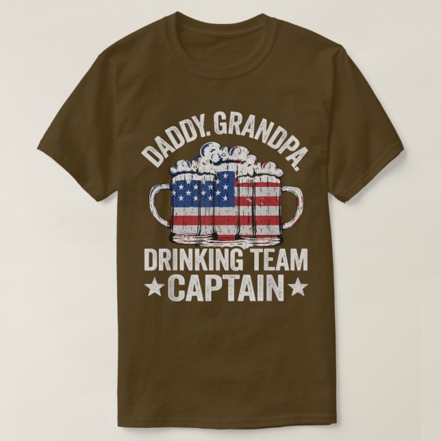 T-shirt Mens Daddy Grandpa USA Drinking Team Capitaine 4th (Design devant)