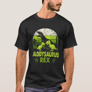 T-shirt Mens Daddysaurus Rex 2 Enfants Coucher De Soleil P