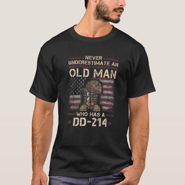 T-shirt Mens Dd 214 Alumni Vétéran Militaire Du Drapeau Am (Devant)