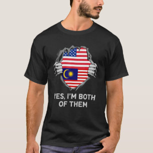 T-shirt Mens Demi-Américain Mi-Malaisien USA Malaisie Fla