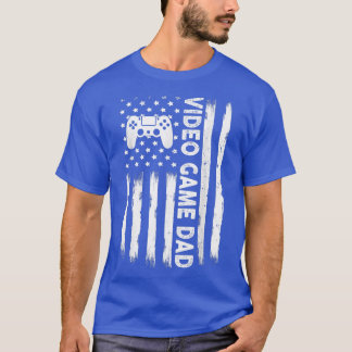 T-shirt Mens Distress USA American Flag Video Jeu Papa M