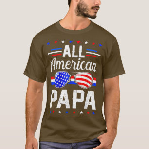 T-shirt Mens Distressed USA Flag All American Papa 4th of 