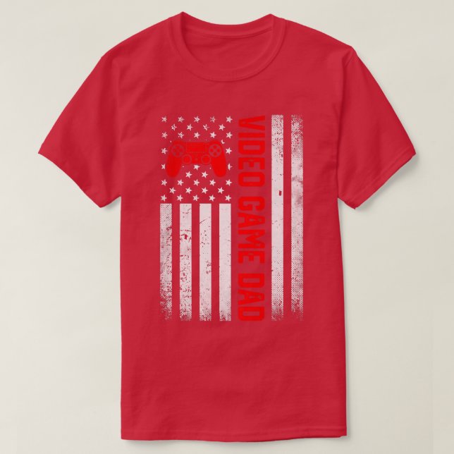 T-shirt Mens Distressed USA Jeu vidéo Drapeau papa père D (Design devant)